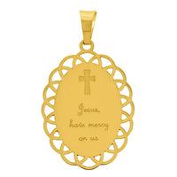 Load image into Gallery viewer, 14k Yellow Gold Sacred Heart of Jesus Charm Picture Medal Pendant with Rolo Cable, Cuban Curb, or Figaro Chain Necklace
