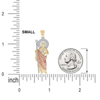 Load image into Gallery viewer, 14k Yellow Gold and Rose Gold Saint Jude Pendant with Cubic Zirconia Stones - 3 Sizes
