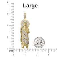 Load image into Gallery viewer, 14k Yellow Gold Saint Jude Pendant with Cubic Zirconia Stones - 3 Sizes
