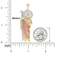 Load image into Gallery viewer, 14k Yellow Gold and Rose Gold Saint Jude Pendant with Cubic Zirconia Stones - 3 Sizes
