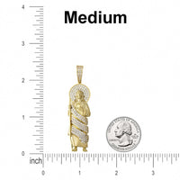 Load image into Gallery viewer, 14k Yellow Gold Saint Jude Pendant with Cubic Zirconia Stones - 3 Sizes
