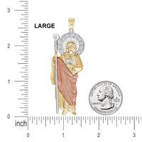 Load image into Gallery viewer, 14k Yellow Gold and Rose Gold Saint Jude Pendant with Cubic Zirconia Stones - 3 Sizes
