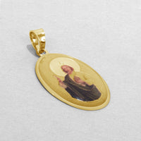 Load image into Gallery viewer, 14k Yellow Gold Saint Jude Pray For Us Picture Pendant with Cable, Cuban Curb, or Figaro Chain Necklaces
