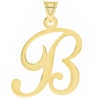 Load image into Gallery viewer, Solid 14k Yellow Gold Script Uppercase Initial Cursive Letter Pendant
