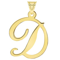 Load image into Gallery viewer, Solid 14k Yellow Gold Script Uppercase Initial Cursive Letter Pendant

