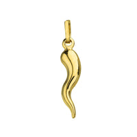 Load image into Gallery viewer, Polished 14k Yellow Gold Simple Cornicello Horn Charm Pendant Necklace
