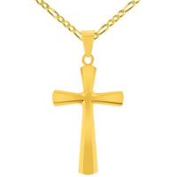 Load image into Gallery viewer, Solid 14k Yellow Gold Simple Flared Religious Cross Pendant Necklace
