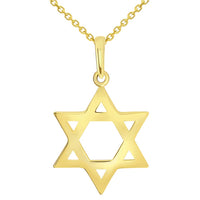 Load image into Gallery viewer, Polished 14k Yellow Gold Simple Jewish Charm Star of David Pendant Necklace
