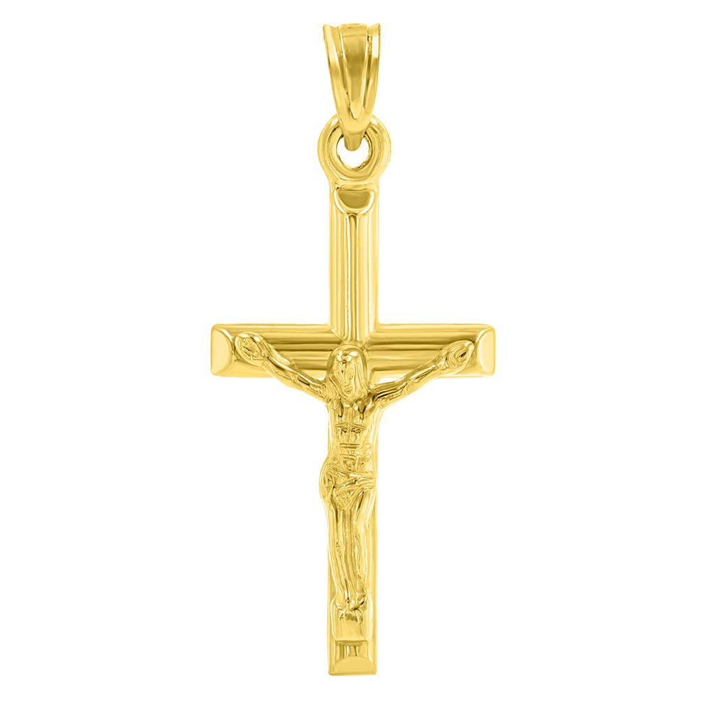 14k Yellow Gold Simple and Classic Small Cross Crucifix Pendant
