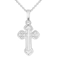 Load image into Gallery viewer, Solid 14k White Gold Small Eastern Orthodox Cross with IC XC Charm Pendant Necklace
