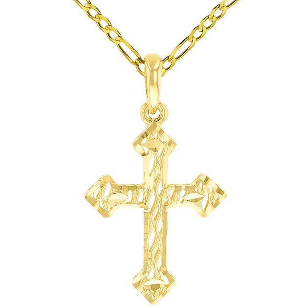 14k Gold Small Textured Christian Orthodox 3D Cross Pendant | Jewelry ...