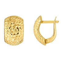 Load image into Gallery viewer, 14k Yellow Gold Textured Curved Thick Hoop Earrings with French Clip
