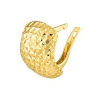 Load image into Gallery viewer, 14k Yellow Gold Textured Curved Thick Hoop Earrings with French Clip
