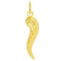 Load image into Gallery viewer, 14k Yellow Gold Textured Dainty Mini Cornicello Horn Charm Pendant
