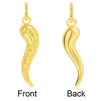 Load image into Gallery viewer, 14k Yellow Gold Textured Dainty Mini Cornicello Horn Charm Pendant
