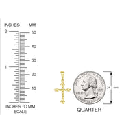 Load image into Gallery viewer, Solid 14k Yellow Gold Textured Dainty Religious Orthodox Cross Charm Pendant Necklace
