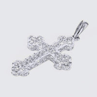 Load image into Gallery viewer, 14k White Gold Textured Filigree Eastern Orthodox Cross Pendant

