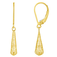Load image into Gallery viewer, 14k Yellow Gold Textured Filigree Teardrop Dangle Drop Earrings, 5mm
