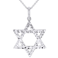 Load image into Gallery viewer, Solid 14k White Gold Textured Hebrew Star of David Pendant Necklace
