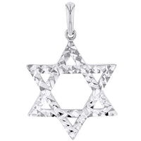 Load image into Gallery viewer, Solid 14k White Gold Textured Hebrew Star of David Pendant Necklace
