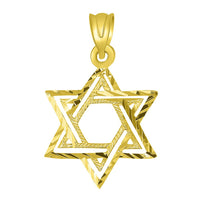 Load image into Gallery viewer, 14k Gold Textured Hebrew Star of David Pendant Necklace
