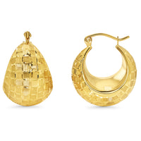 Load image into Gallery viewer, 14k Gold Textured Pattern Bold Dome Hoop Earrings
