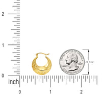 Load image into Gallery viewer, Size Measurement of 14k Gold Textured Pattern Bold Dome Hoop Earrings
