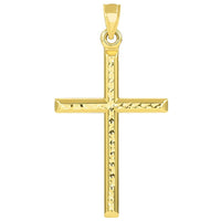 Load image into Gallery viewer, 14k Yellow Gold Textured Religious Classic Tube Cross Pendant with Cuban Necklace
