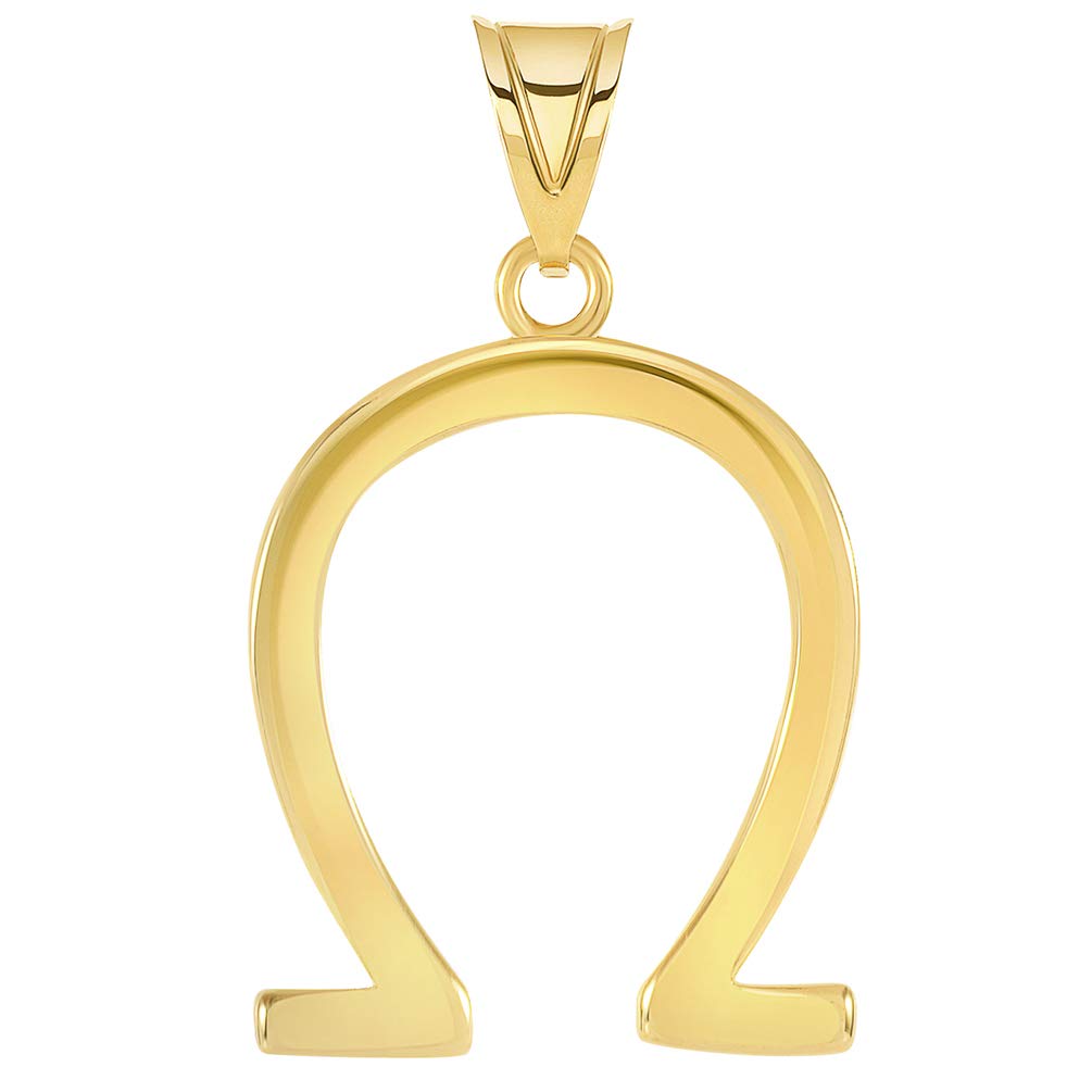 14k Yellow Gold Traditional Omega Symbol In Greek Alphabet Pendant