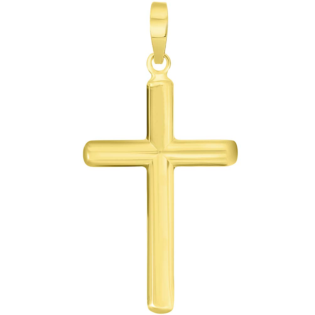 14k Solid Yellow Gold, White Gold or Rose Gold Traditional Religious Plain Cross Pendant