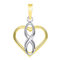 Load image into Gallery viewer, 14k Two Tone Gold Vertical Infinity Sign in Open Heart Pendant
