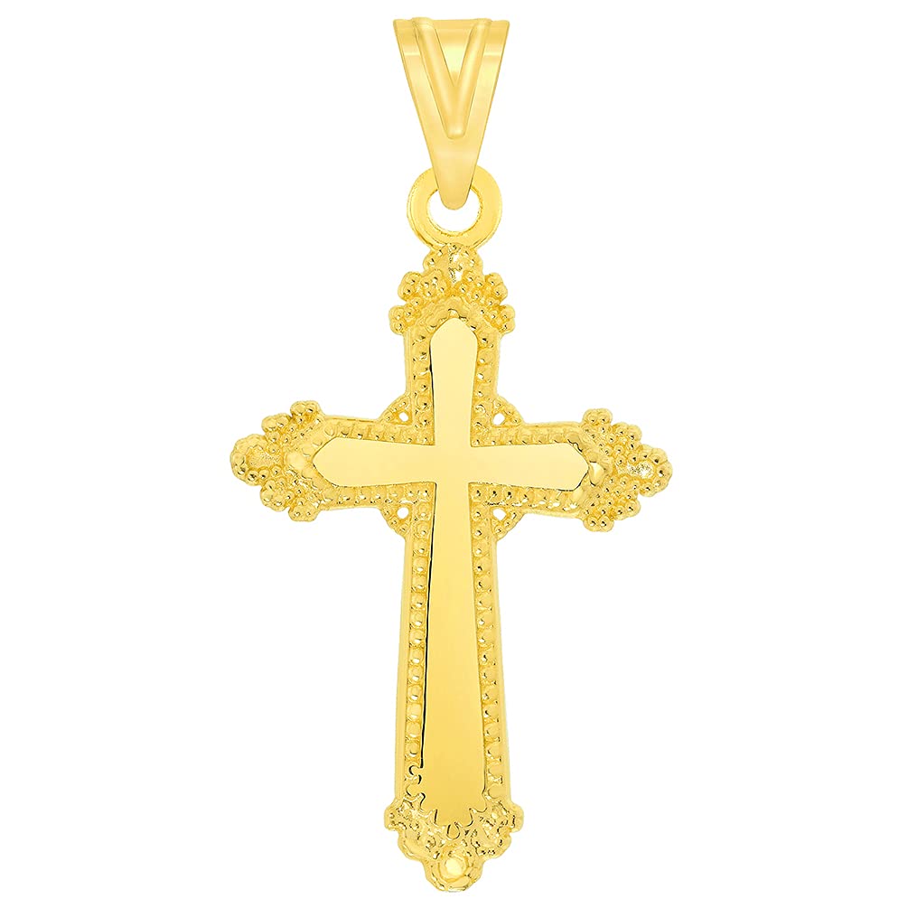 Solid 14k Yellow Gold Well Detailed Exquisite Religious Cross Pendant