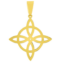Load image into Gallery viewer, Solid 14k Yellow Gold Witch&#39;s Knot Cross Wiccan Symbol Pendant with Rolo Cable, Cuban Curb, or Figaro Chain Necklace
