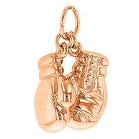 Load image into Gallery viewer, High Polish 14k Rose Gold 3D Boxing Gloves Charm Sports Pendant
