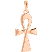 Load image into Gallery viewer, Solid 14k Rose Gold Egyptian Ankh Cross Pendant with High Polish
