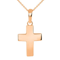Load image into Gallery viewer, Solid 14k Rose Gold Plain Petite Cross Charm Pendant Necklace
