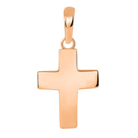 Load image into Gallery viewer, Solid 14k Rose Gold Plain Petite Cross Charm Pendant Necklace

