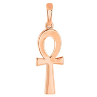 Load image into Gallery viewer, Solid 14k Rose Gold Polished 1inch Egyptian Ankh Cross Charm Pendant Necklace

