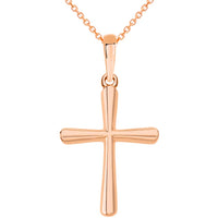 Load image into Gallery viewer, 14k Rose Gold Slender Small Cross Charm Pendant Necklace
