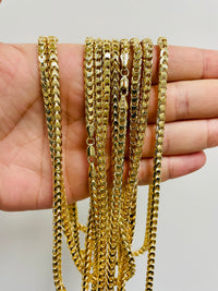 Load image into Gallery viewer, 14k Semi-Solid Yellow Gold 4mm Franco Chain Square Link Necklace with Lobster Clasp
