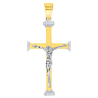 Load image into Gallery viewer, 14k Solid Gold 3D Catholic Christian Crucifix Cross Pendant - Two-Tone Gold
