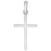 Load image into Gallery viewer, 14k Solid White Gold Classic Small Religious Cross Charm Pendant with Cable Chain Necklace
