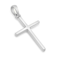 Load image into Gallery viewer, 14k Solid White Gold Classic Small Religious Cross Charm Pendant with Cable Chain Necklace
