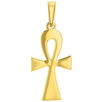 Load image into Gallery viewer, 14k Solid Yellow Gold High Polish Egyptian Coptic Ankh Cross Pendant with Curb Chain Necklace
