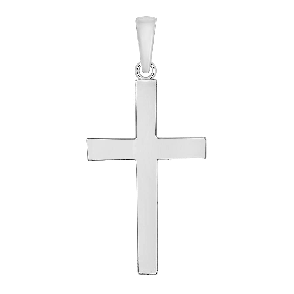 14k Solid White Gold Traditional Plain Religious Cross Pendant