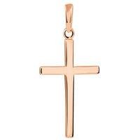 Load image into Gallery viewer, 14k Solid Rose Gold Classic Plain Religious Cross Pendant
