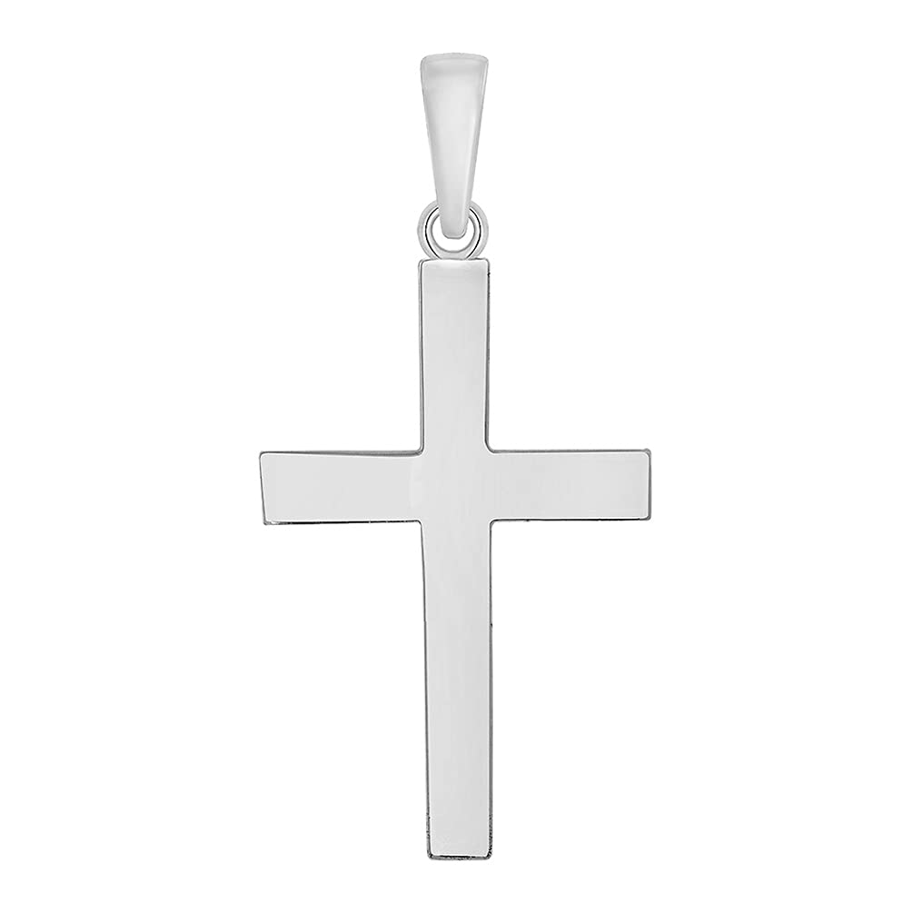 14k Solid White Gold Plain Religious Cross Pendant