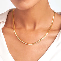 Load image into Gallery viewer, 14k Solid Yellow Gold 2.5mm Thicker Depth Herringbone Chain Necklace with Lobster Lock
