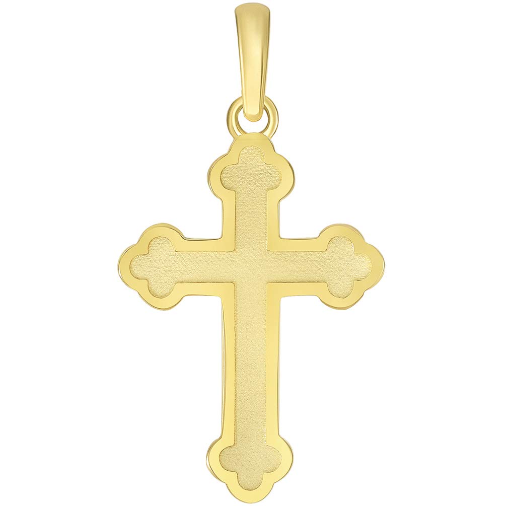 14k Solid Yellow Gold Eastern Orthodox Cross Pendant