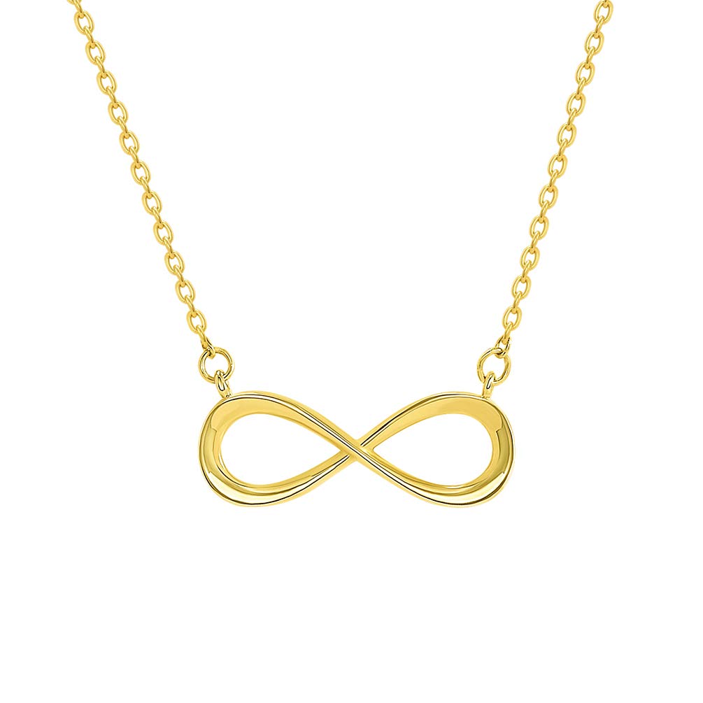 14k Solid Yellow Gold Forever Infinity Eternity Love Necklace with Lobster Claw Clasp